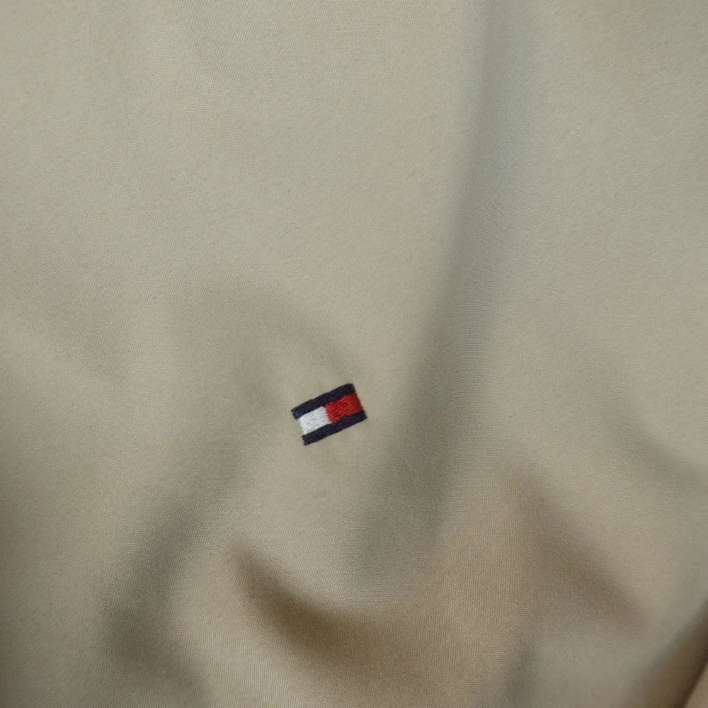 VTG Tommy Hilfiger Jacket Mens L Beige Tan Full Zip Bi Swing Harrington Coat Y2K